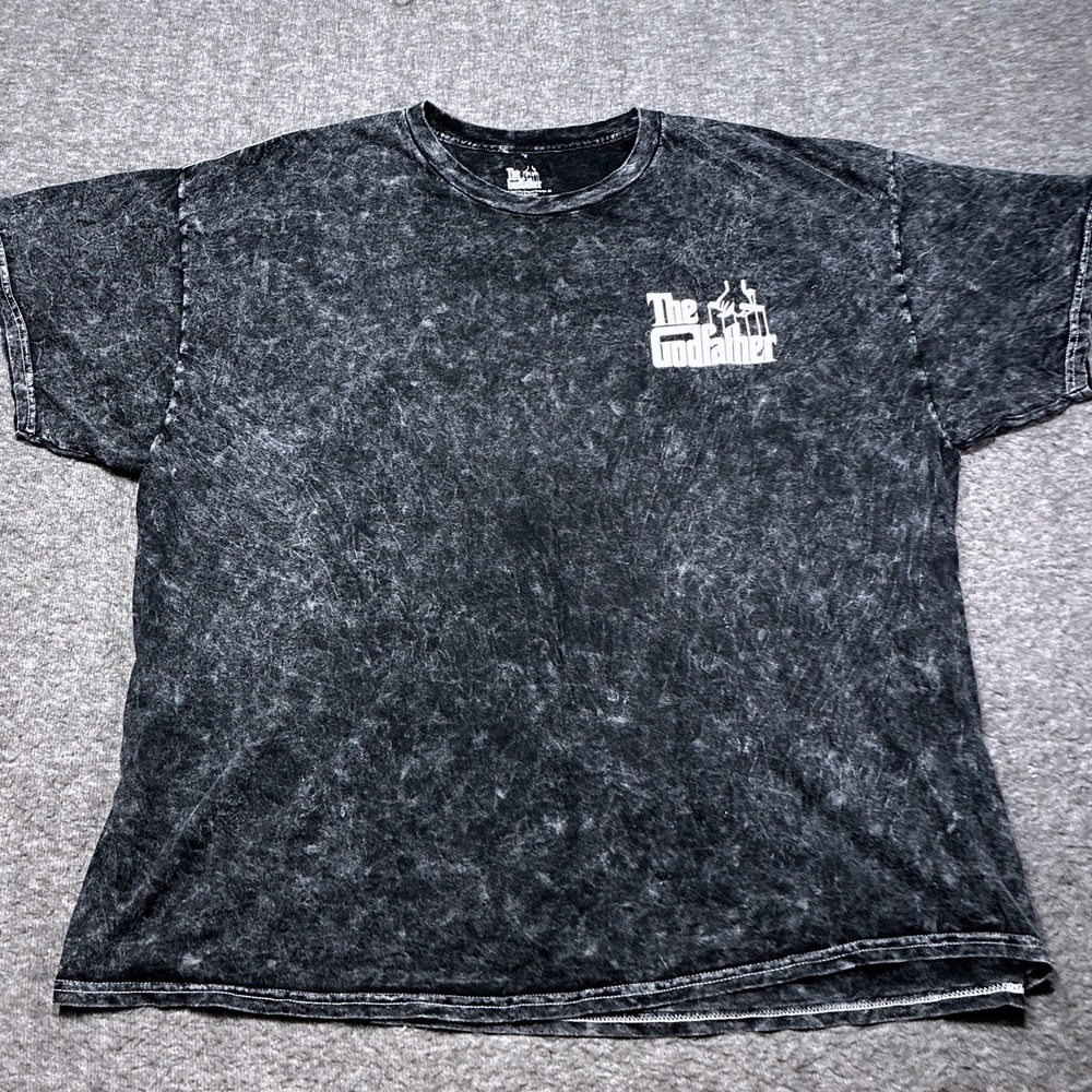 The Godfather Shirt Mens XL Black Vintage Wash Crew Neck Graphic Mobster Mob